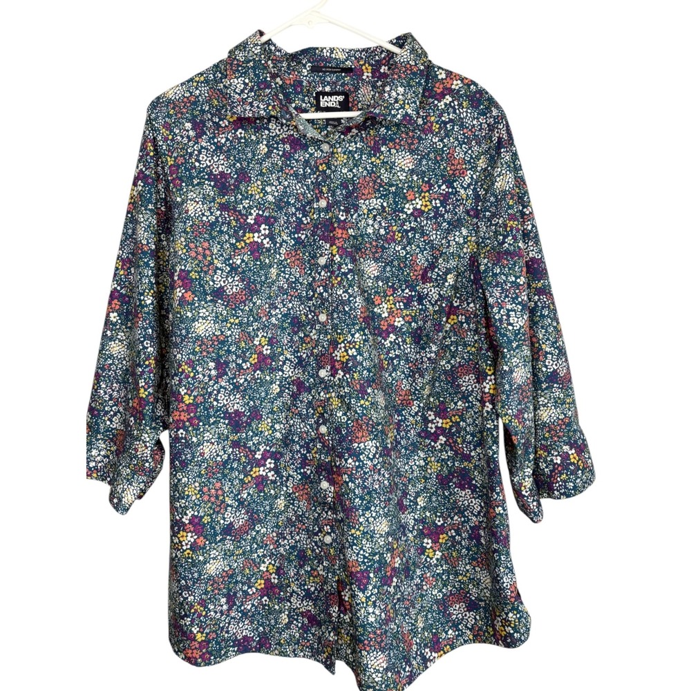 Lands End Womens No Iron Supima Cotton Button Down Shirt Size 20W OEKO-TEX